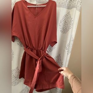 Dressy shorts romper burnt orange/rust pink size Large